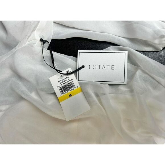 1 State Ladies Transparent Pearl white Bodysuit blouse size M NWT - Picture 13 of 15